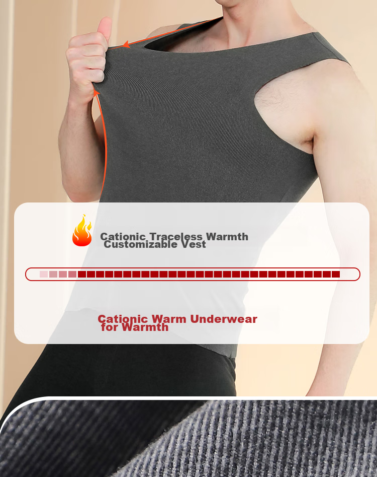 LangSha Men's Thermal Vest, Slim Fit Autumn Undershirt, Seamless Undershirt, Thin Warm Top, Wide Shoulder Sleeveless Vest, Black 4