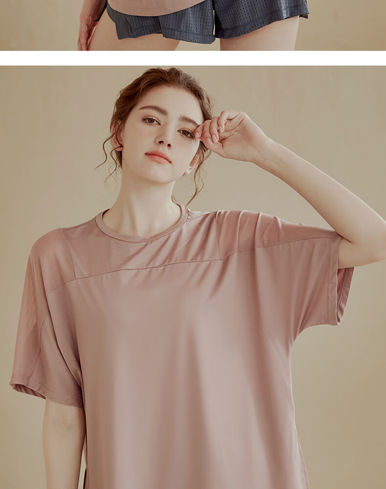 XUEXIMAN Yoga Wear for Women, Loose-Fitting Quick-Dry Short Sleeve Sports Top, Breathable Fitness Cover-Up, Summer Workout Athletic T-Shirt 13