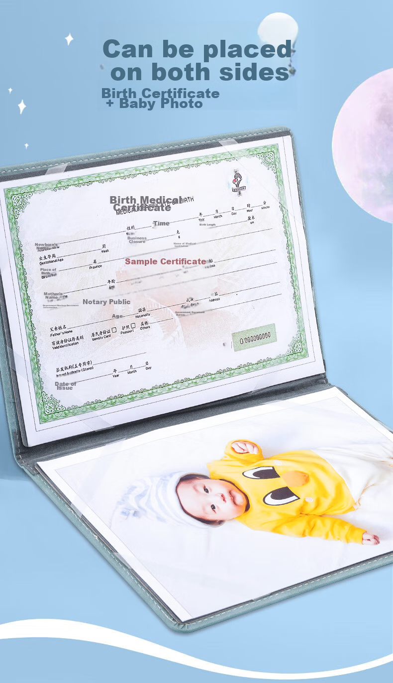 SIMAA Birth Certificate Protector + Vaccination Record Cover, Newborn Baby Medical Birth Certificate Protector, Standard Set - Blue 6370 4