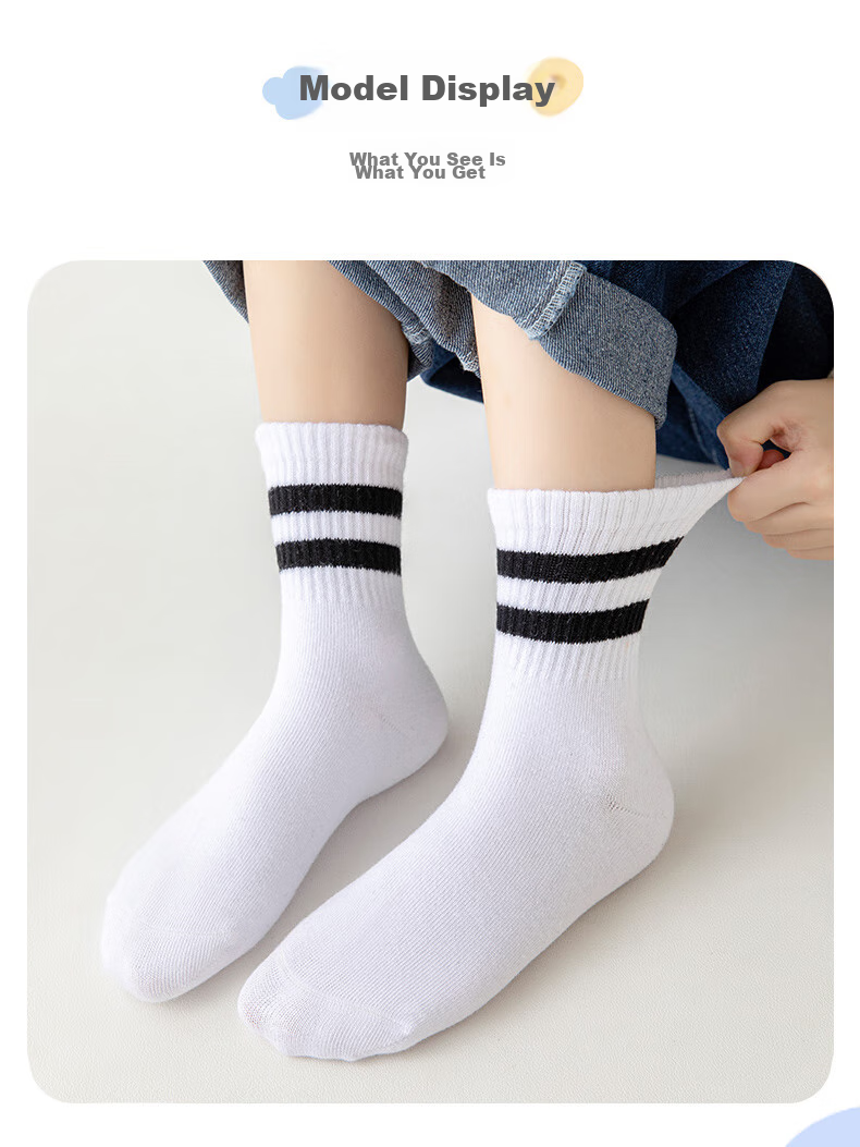LangSha Children's Socks, Boys' Summer Mesh School Student White Socks, Youth Mid-Calf Casual Sports Cotton Socks 9