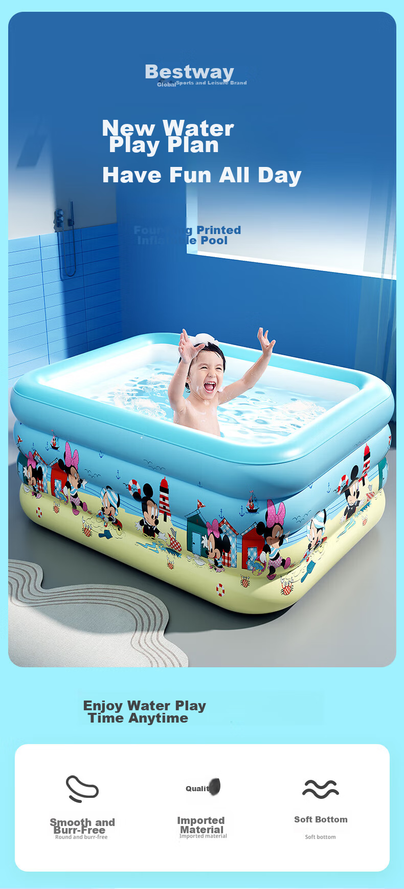 Chuandaoxiong Inflatable Foldable Baby Swimming Pool (1.4m Pink + Electric Pump Gift Set) for Home Use 1