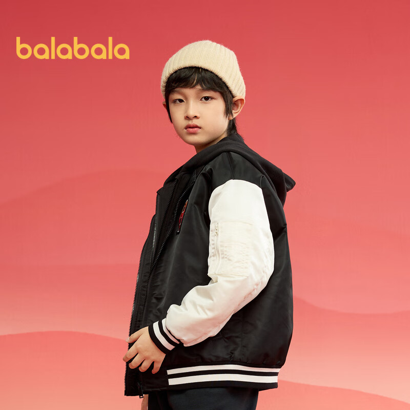 BALABALA Boys' Cotton Jacket, Children's Outerwear, New Spring And Winter Style, Waterproof Versatile Thin Flight Suit, Trendy
