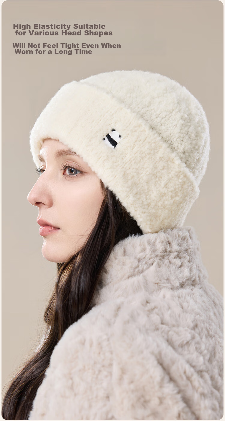 JIUMU Wool Warm Knit Hat, Autumn And Winter Knitted Cap, Cold Hat, Winter Hat, Outdoor Ear Protection Cold Hat for Women in Winter 6