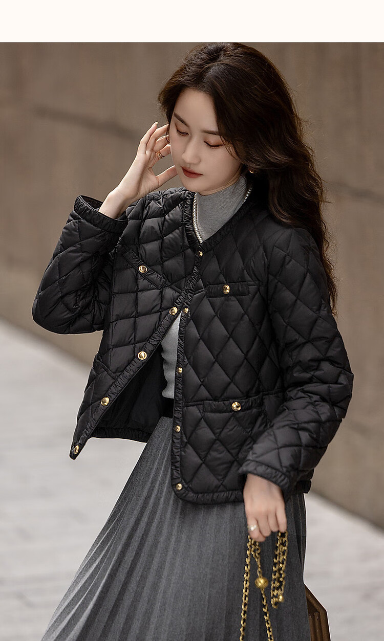 Dme [Qianjin Madeline] Winter Chanel-Style Lightweight Cloud 90% Duck Down Coarse Tweed Filling Puffer Jacket for Wome 15