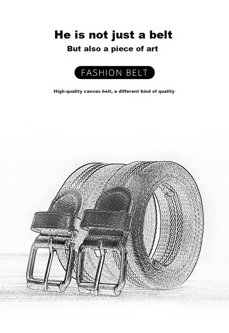 HALFEEL Canvas Belt for Men, Pin Buckle Leather Belt, Trendy Student Youth Belt, Casual Business Fabric Belt, Outdoor Military Training Gift 9