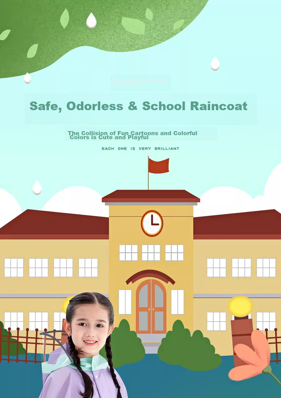 KEYRU Children's Raincoat And Poncho for Boys And Girls, School-Specific, for Kindergarten And Elementary Students, Full-Body Protection against Heavy Rain, Integrated Design with Backpack Space 1