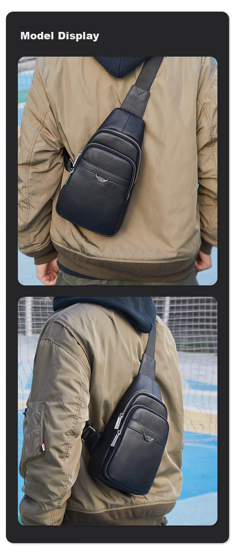 Yierkang Leather Shoulder Bag, Versatile Crossbody Bag, Business Genuine Leather Sports Bag, Casual Bag, Gift for Boyfriend, Husband, Men's Chest Bag 13