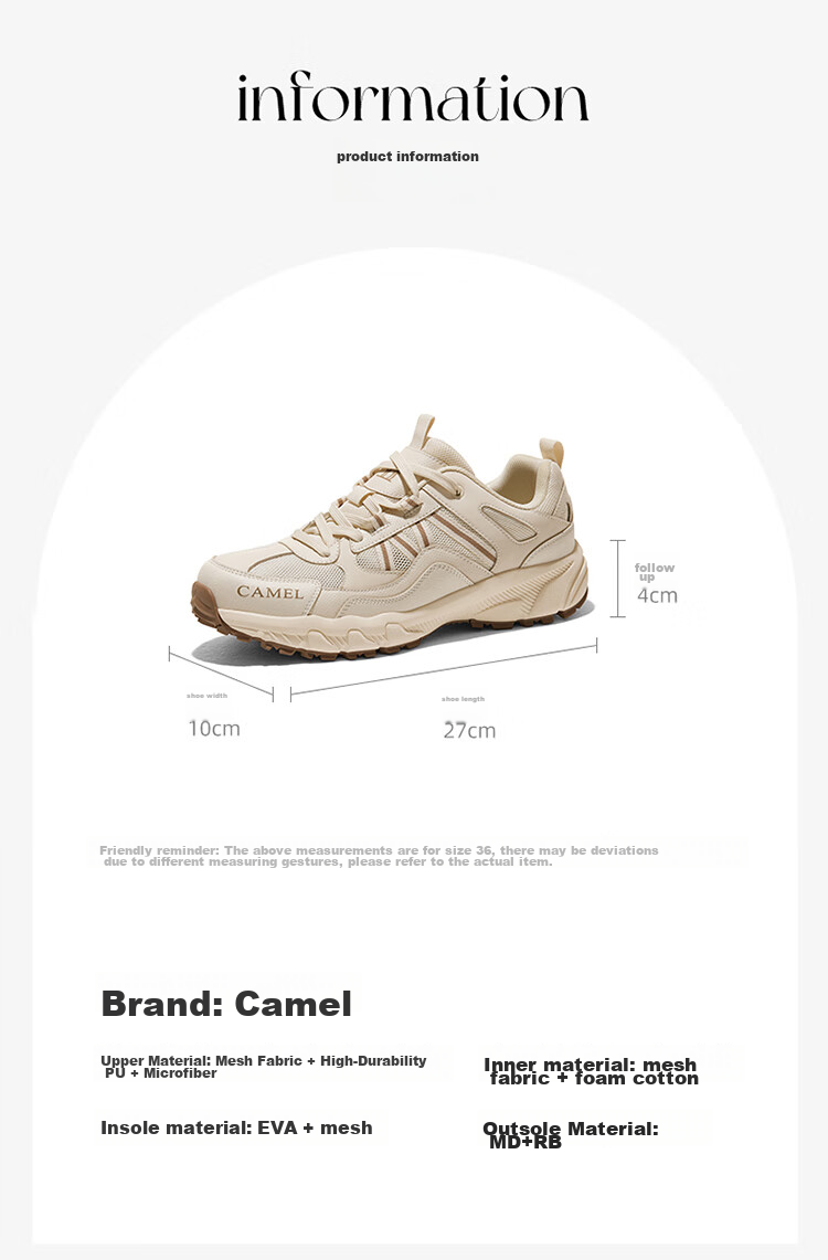 CAMEL [Panlong] Summer Outdoor Hiking Shoes for Men And Women, Trail Running Shoes, Non-Slip Trekking Shoes FB22236784T 23
