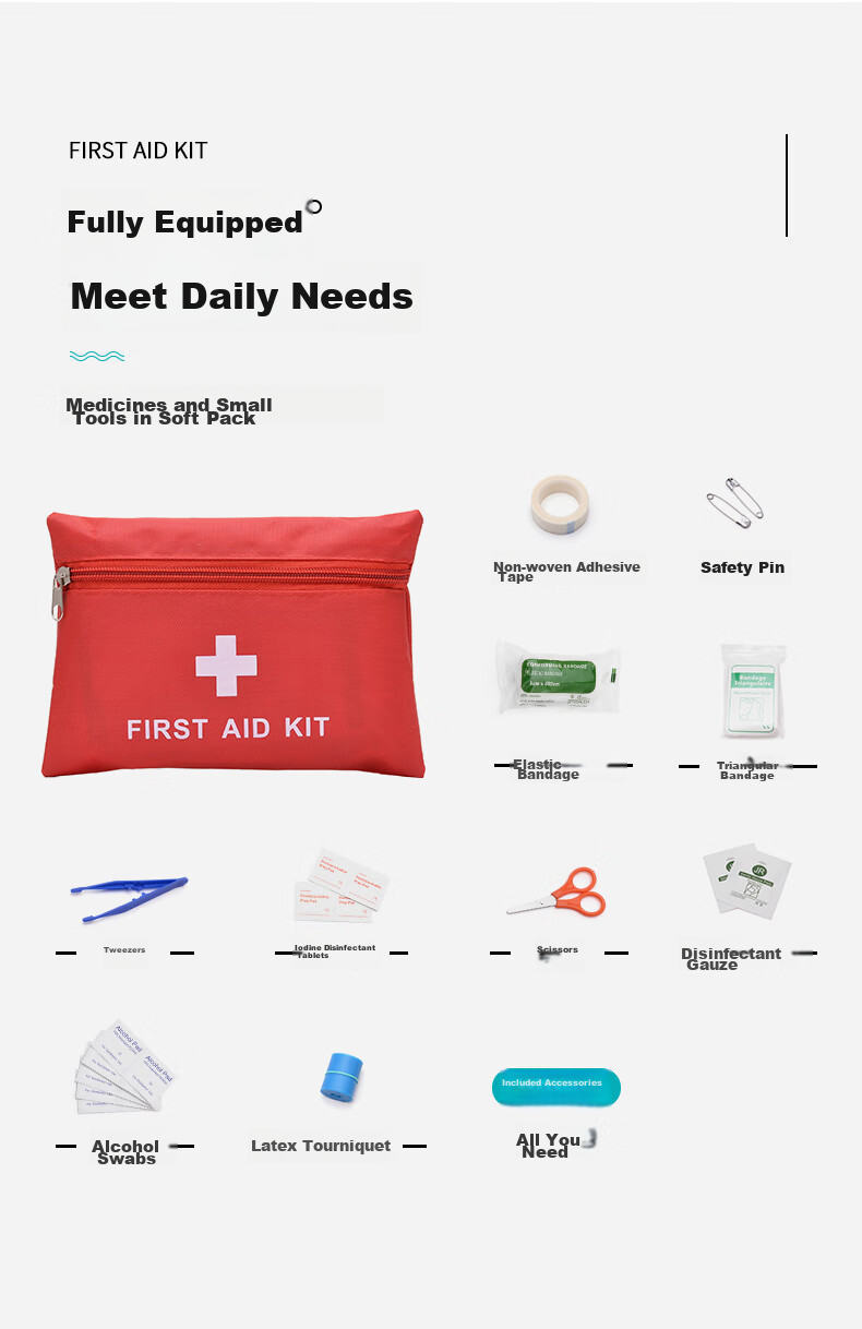 Siwangongli First Aid Tool Kit Portable Emergency Kit Car-Mounted Outdoor Medical Tool Kit [Medicines Not Included] 7