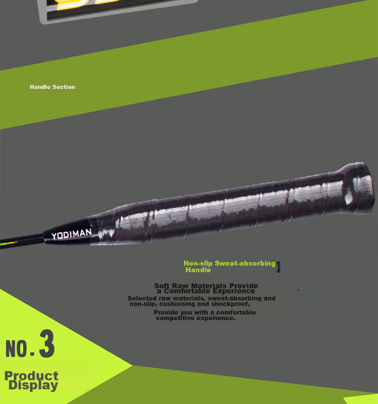 Yodiman 30-Pound Badminton Racket, Ultra-Light Full Carbon Fiber, Training And Competition, 999 Single Racket (Badminton Set) 7