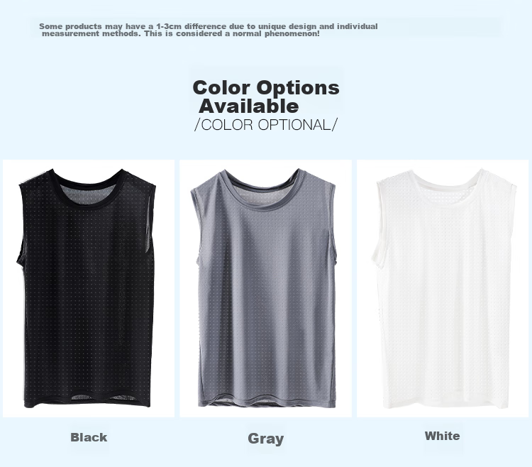 LangSha Sleeveless Tank Top for Men, Ice Silk Undershirt, Thin Mesh Quick-Dry Sports Fitness Vest, 3-Pack 13
