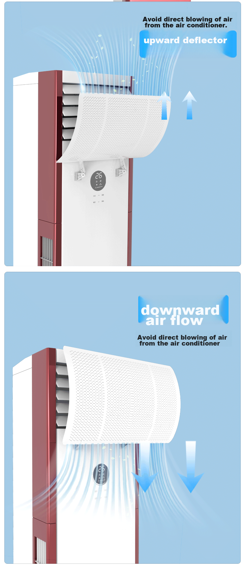 XIAOHUANGHOU Vertical Cabinet Air Conditioner Wind Deflector, Anti-Direct Blowing, Living Room Cabinet Machine Air Outlet Baffle, Wind Shield Cover, Air Guide Plate 9