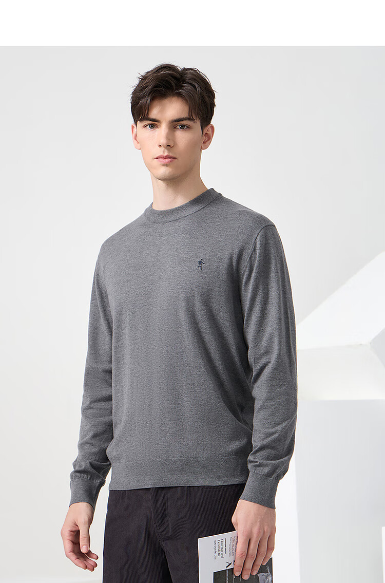 DANCING WOLVES 【Wool】 Autumn Winter Classic Men's Thermal Sweater Round Neck Long Sleeve 306 Brown Size 175 12
