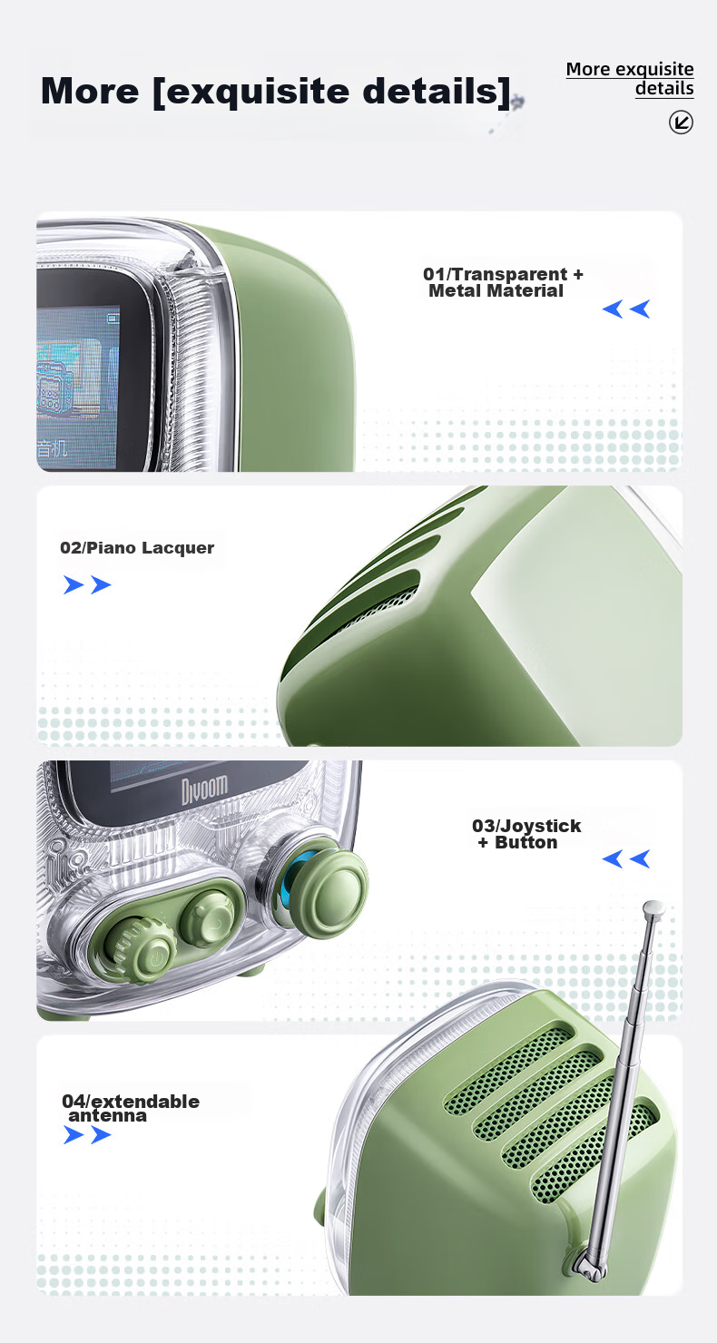 Divoom Bluetooth Speaker with Lyrics Album, Retro Mini TV, Desktop Electronic Photo Frame, Portable Mini Sound System, Bedside Sleep Aid, White Noise Alarm Clock, Radio, Multifunctional Gift 14