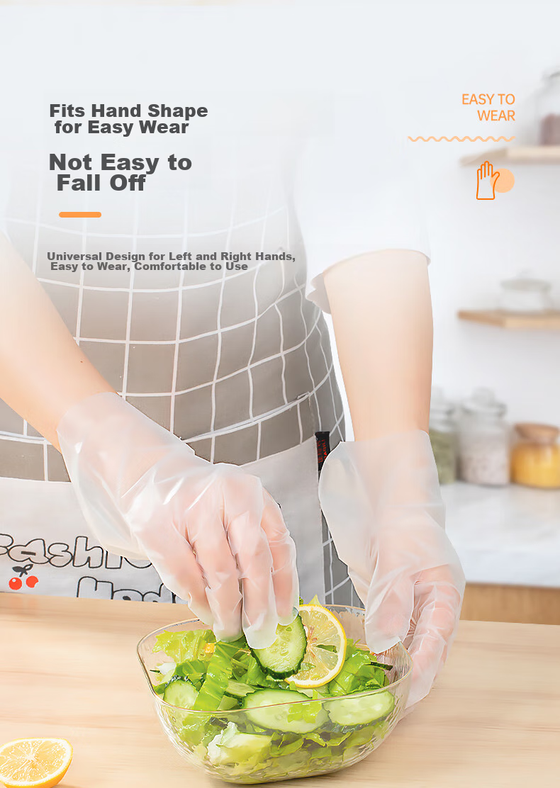 Temeiju Kitchen Disposable Gloves, Food Grade, Thickened, Non-Slip, Tear-Resistant TPE Plastic Gloves for Home Use, Catering, Baking, And Beauty, 100 Pieces 9