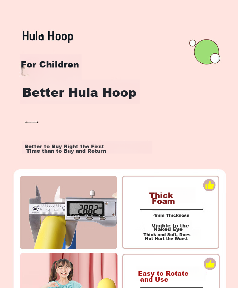 Duweike Children's Hula Hoop, Kindergarten Thickened Soft Sponge, Exercise Fitness Colorful Performance Hoop, 55cm Suitable for Ages 5-7 1