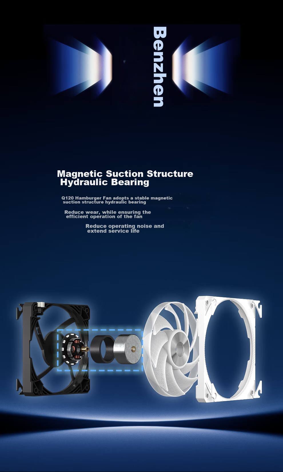 Silverstone 120mm Q120 Hamburger Fan, Black Reverse Blade Fan, Double-Layer Structure Top And Bottom, Air Outlet, PWM, ARGB, Enlarged Blade Frame 10