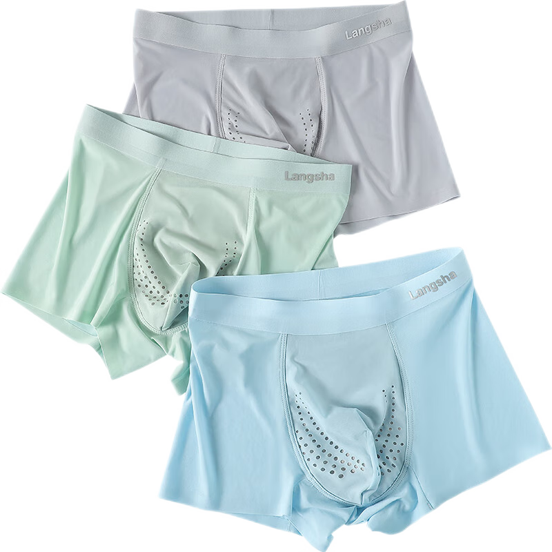 LangSha Children's Underwear, Boys' Boxer Briefs, Summer Ice Silk Thin Style, Youth Four-Corner Mesh Antibacterial Seamless Underpants, Size 165
