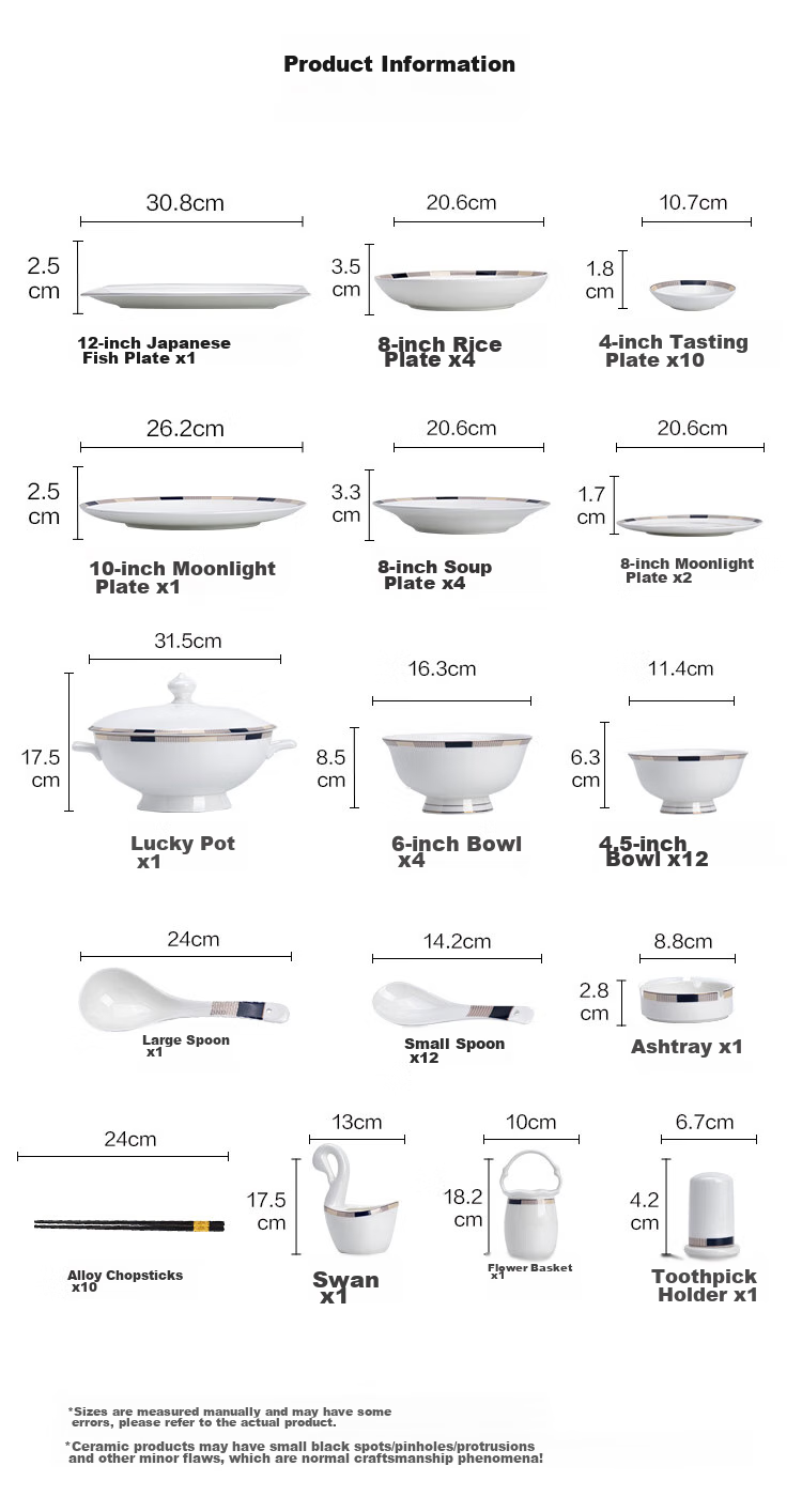 JD Original Bowl And Plate Tableware Set, Bone China Dinnerware Gift Box Set for Housewarming, Interlude 66-Piece Set 11