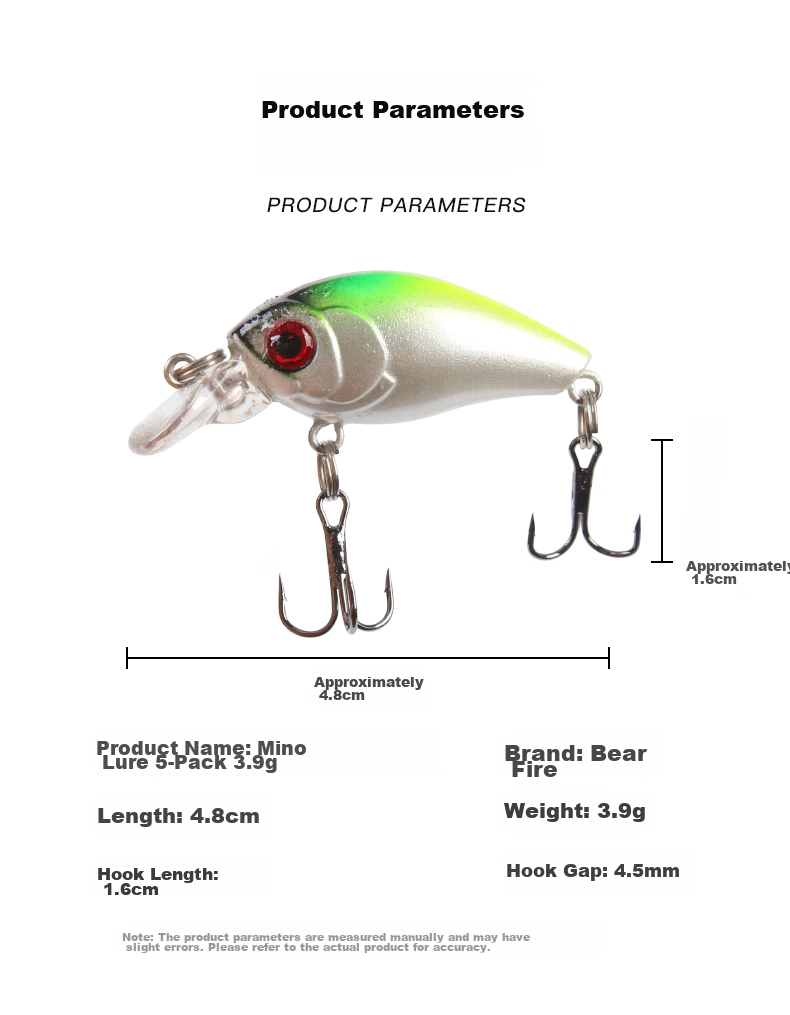 Xionghuo Lure Minnow Artificial Bait, 5 Pieces, 7.8g Slow Sinking Floating Minnow Set, for Freshwater And Saltwater, Lifelike Fish Bait 6