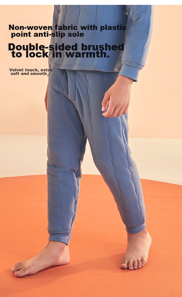 YUZHAOLIN Children's Thermal Pants, Boys' School Uniform Essential, Fleece-Lined Thickened Inner Wear, Student Autumn Underwear, Boys' Cotton Pants, Black And Gray 4
