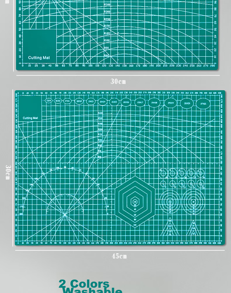 Sannianerban A3 Cutting Mat, PVC Material, Extra Large Size, Handmade Desktop Cutting Board, Fully Washable with Water, Student Paper Cutting Tool, Art And Engraving Board, Anti-Cut Pad, Mint Gree 3