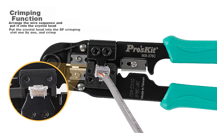 Pro'sKit 8P Network Cable Crimping Pliers, Single-Port Network Cable Crimper, 808-376C 7