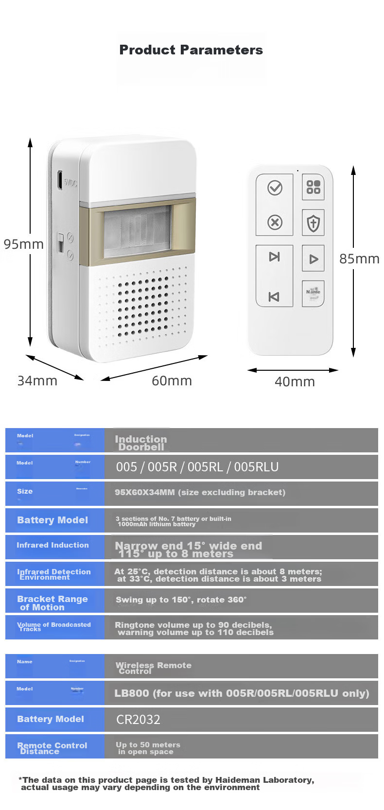 Advent 005RLU-GLD, Infrared Sensor Doorbell, Rechargeable, Shop Entrance Reminder, Welcome Sign, Reception Device 12