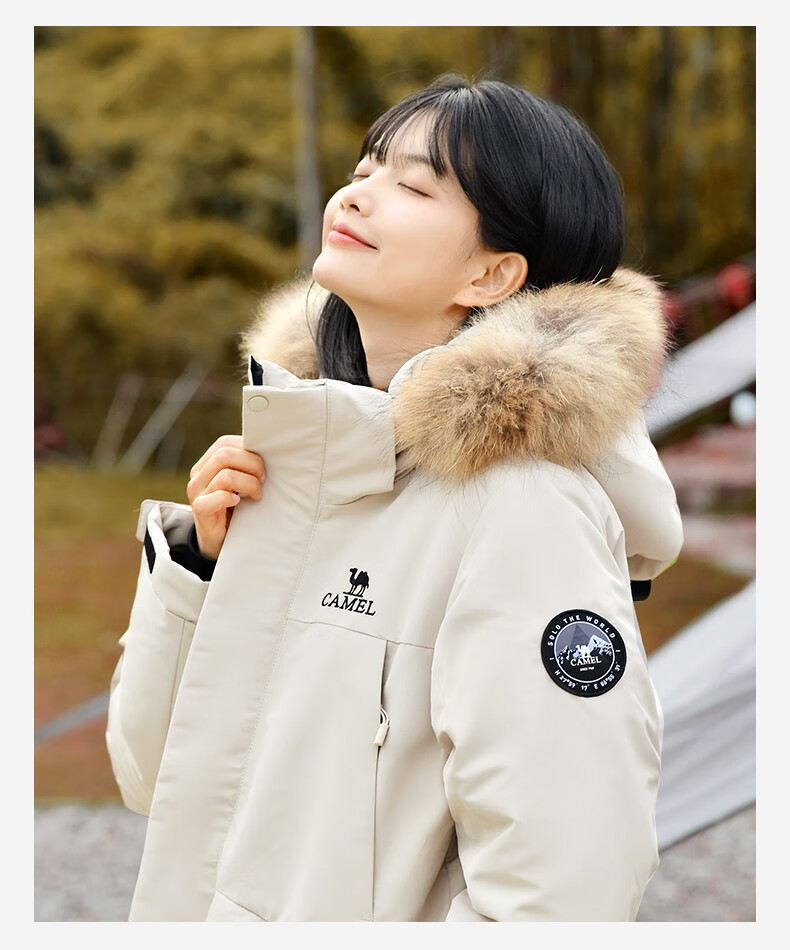 CAMEL Workwear down Jacket, Mid-Length, White Duck Down, Collar, Casual Sports Thickened Coat, Winter Season, M13CAKI038A 5