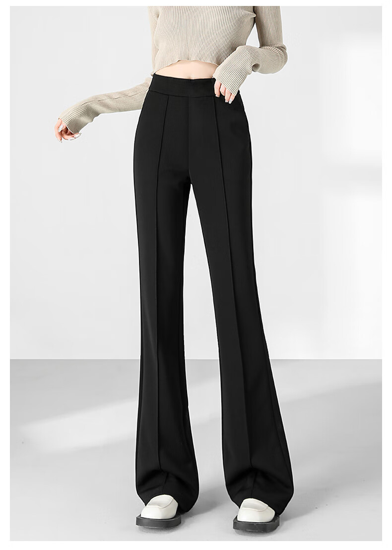 LangSha Women's Spring Thin High-Waist Slim Flared Trousers Casual Draped Long Pants 10