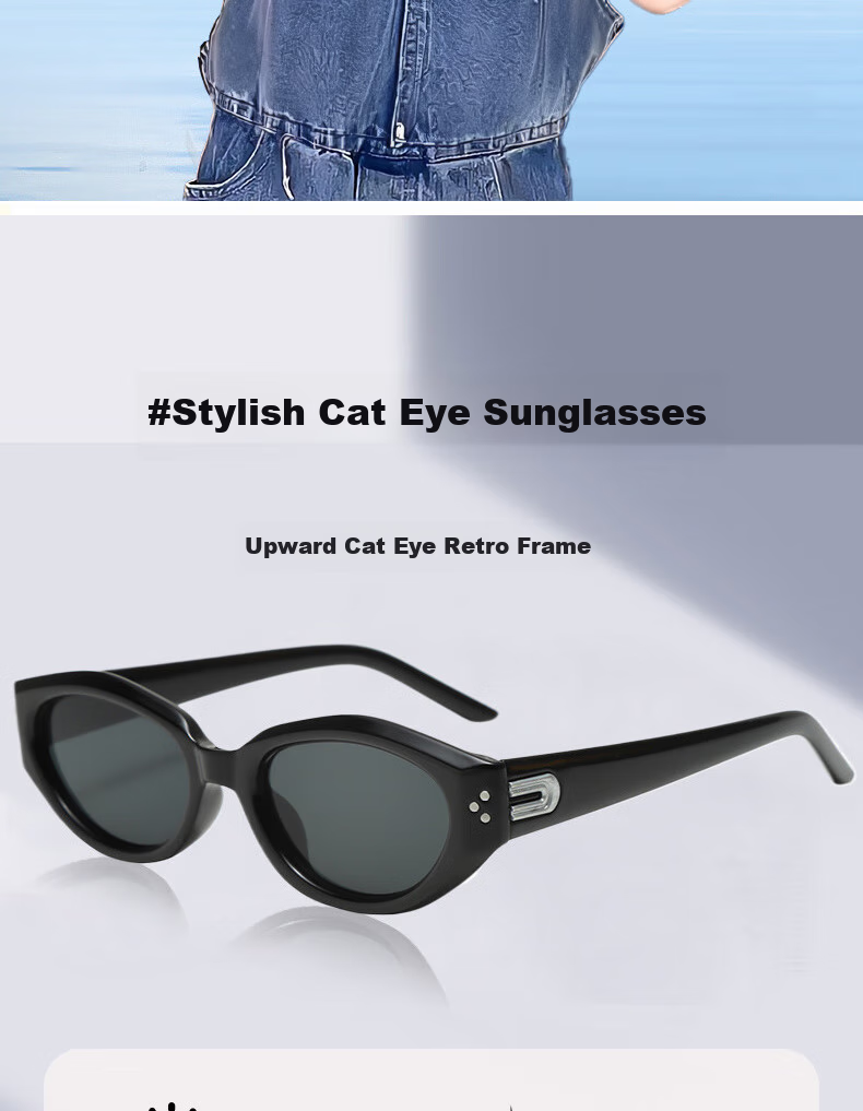 Boshide Children's Sunglasses, Cat Eye Glasses, Retro UV Protection Parent-Child Style, Black Frame with Gray Lenses 2