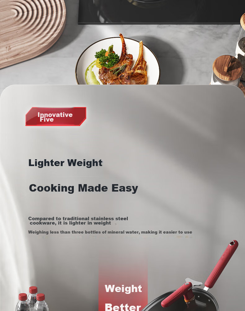 Kobach Wok, Non-Coated Titanium Shield Non-Stick Pan, Low-Smoke Flat-Bottom Cooking Pan for Home Use, Compatible with Induction Cooker And Open Flame 9