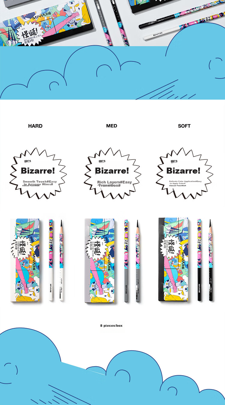 MIYA Colorful Gothic Hexagonal Sketching Pencils, Set of 8, Drawing Pencils for Art Students, Soft to Medium-Hard Charcoal Pencils for Art Sketching And Outdoor Painting 7