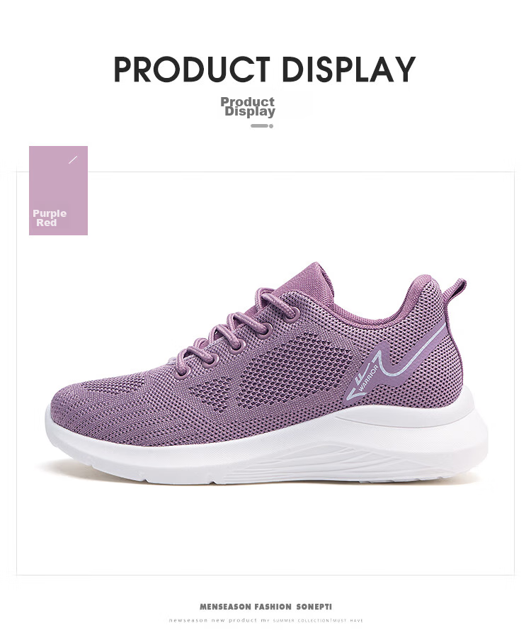 Warrior Spring And Autumn Breathable Comfortable Casual Mesh Mom Shoes KGHC452YD Purple Red 35 8