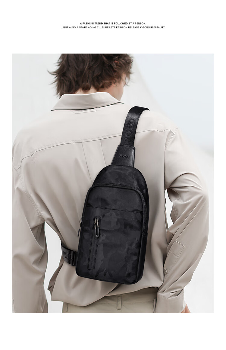 POLO Chest Bag for Men, Camouflage Crossbody Bag, Lightweight IPad Bag, Sports Messenger Bag, Commuter Phone Bag, Casual Shoulder Bag 2