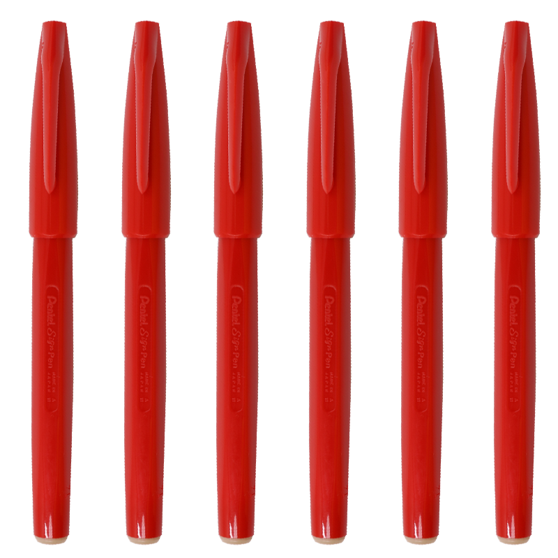 Pentel S520 Red Fine Line Markers for Sketching, Drawing, Manga, Hand-Drawn Art, Design Planning And Note-Taking, Pack of 6
