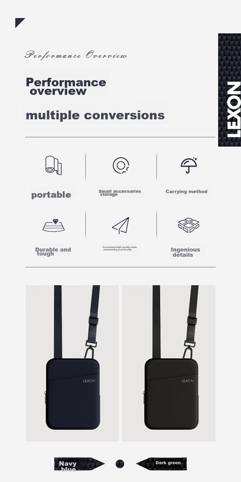 LEXON Casual Crossbody Bag for Men, Shoulder Phone Bag, Business Sports Lightweight Commuter Versatile Cowhide Small Backpack Gift 2