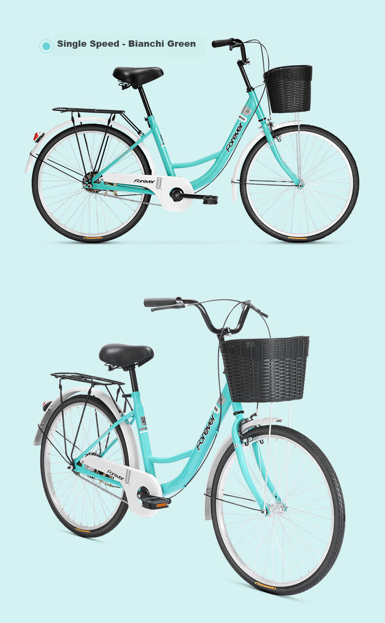 FOREVER City Commuter Bicycle, 26-Inch Solid Tire, for Adults, Men And Women, Children, Grocery Shopping, Commuting, Leisure City Bike, Black 14