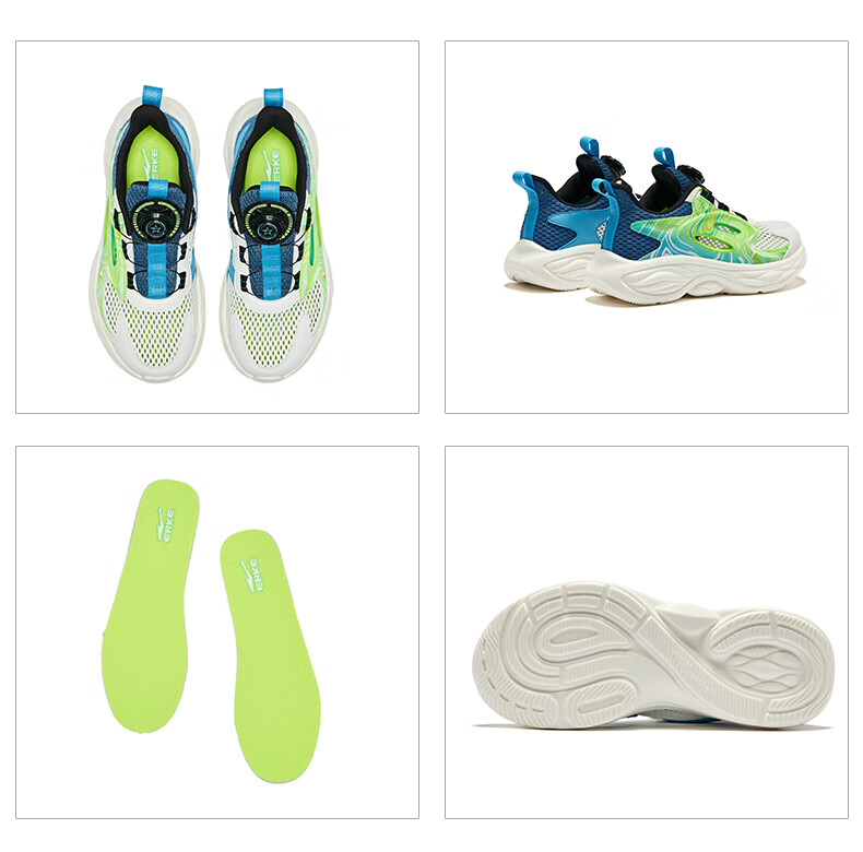 ERKE Children's Shoes, Boys' Summer Casual Shoes, Kids' Soft And Bouncy Lightweight Sandals, Erke White/Indigo Blue, Size 33 33