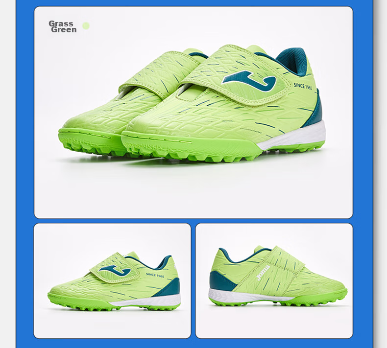 JOMA Soccer Shoes for Children, TF Turf Cleats for Boys And Girls, Youth Non-Slip Wear-Resistant Velcro Football Training Shoes, Grass Green, Size 38 11