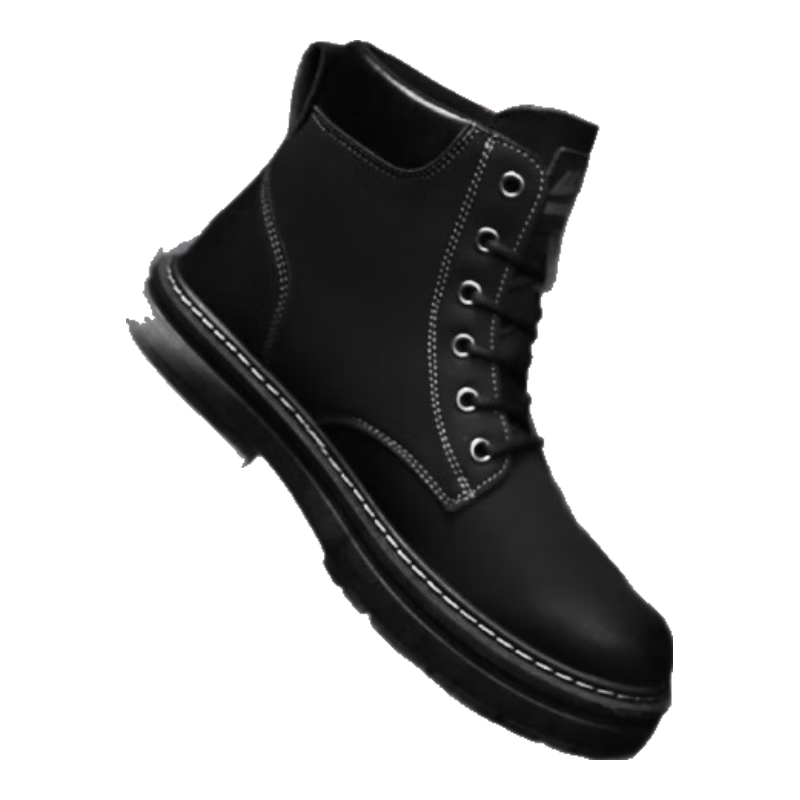 Huili Men's Shoes, 2025 Autumn And Winter New Style Men's Martin Boots, Workwear-Inspired Yellow Boots, High-Top Hiking Shoes, Black, Size 37