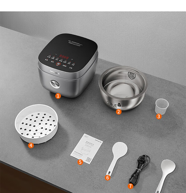 Joyoung Household Multi-Functional 4L Smart Non-Coating Rice Cooker, 316L Stainless Steel Ball Pot, Electric Rice Cooker F-40F316L 34