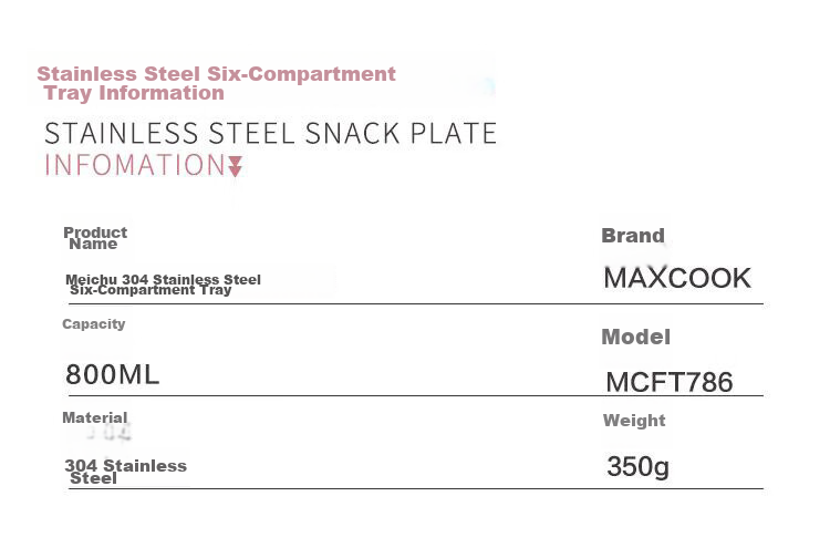 MAXCOOK 304 Stainless Steel Divided Plate Lunch Box, Fast Food Tray Student Meal Container, Six Compartments, Dishwasher Safe MCFT786 10