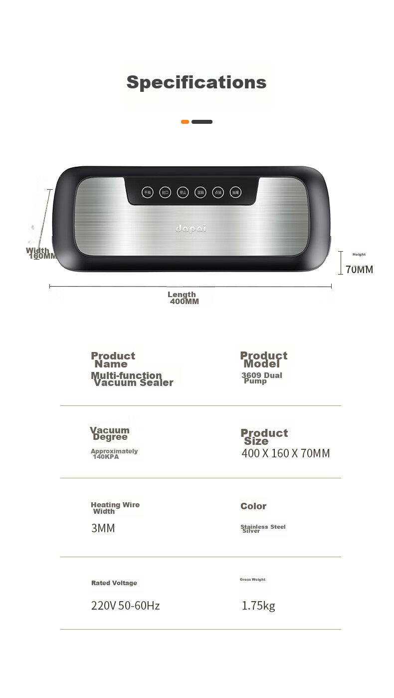 Dapai Vacuum Sealing Machine for Commercial Use, Automatic Vacuum Packaging Cutter with Dual Pumps for Dry And Wet Sealing, Food Preservation Machine 19