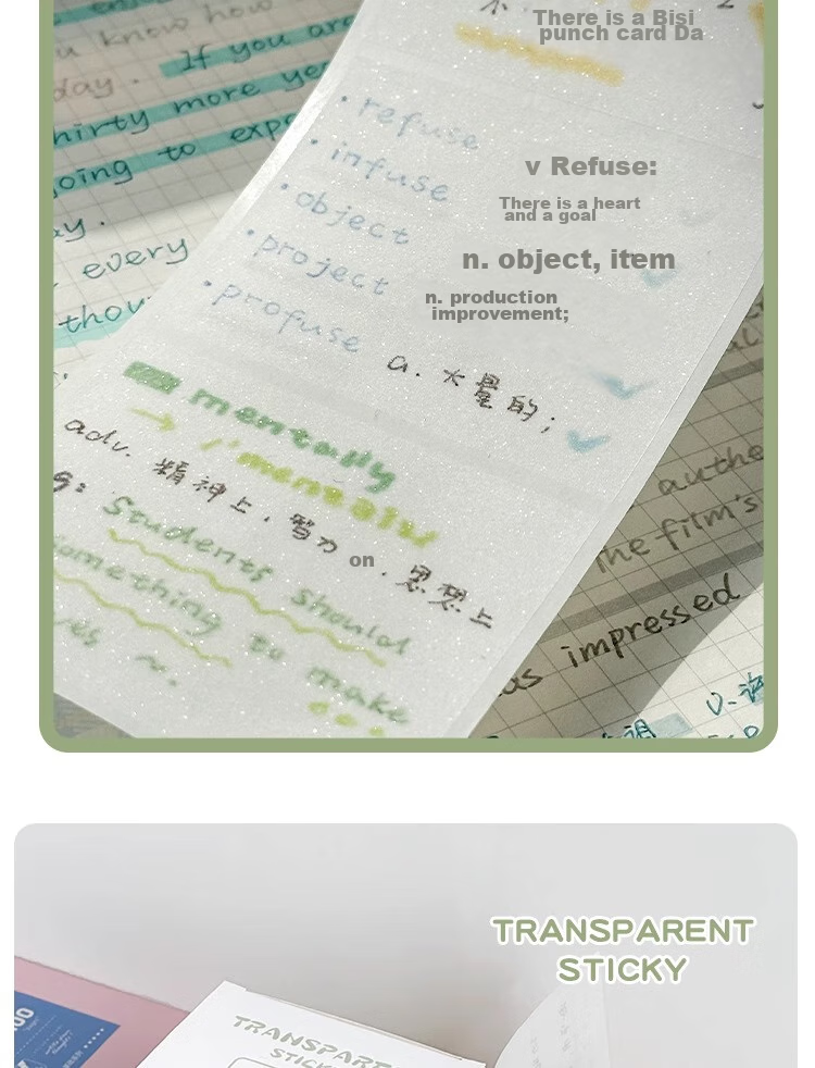 Sannianerban Transparent Pearl Sticky Notes, 50 Sheets/book, Student Stationery, Memo Pads, Label Stickers, Office Supplies, Large/Medium/Small Sizes, 3 Books Per Pack 3