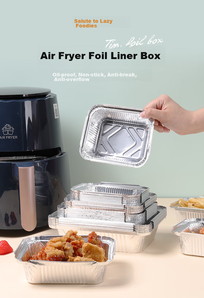 Faxilon Air Fryer And Oven-Specific Aluminum Foil Trays, 21cm*50 Pieces, High-Temperature Resistant for Home And Outdoor Barbecue Use 1