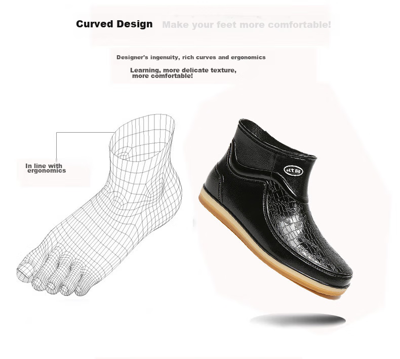 Warrior Rain Boots, Men's Short Fashion Low-Top Adult Waterproof Shoes, Rubber Shoes, Water Boots, Rain Boots, Overshoes, 8657 Black, Size 42 8