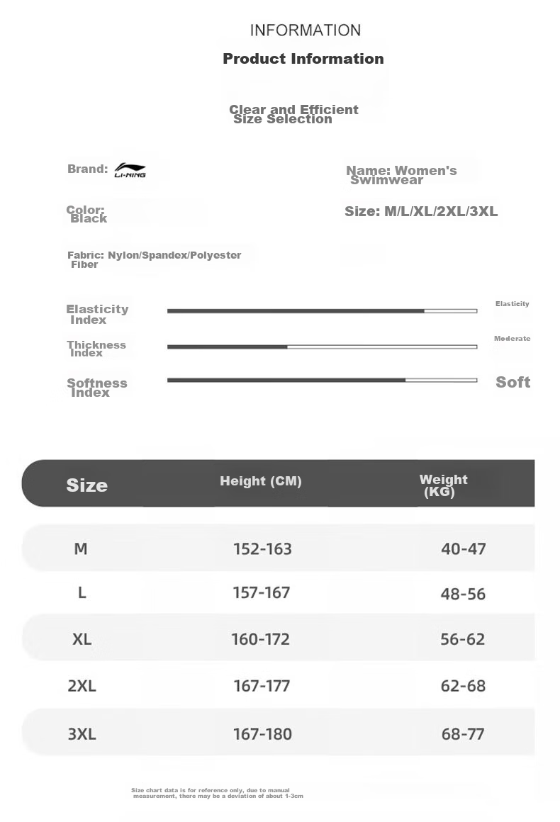 Li-Ning Women's Professional One-Piece Sports Boyshort Swimsuit, Tummy Control, Slimming, High-Elasticity, Push-Up Training Swimwear, 061 Black And Gray, Size M 8