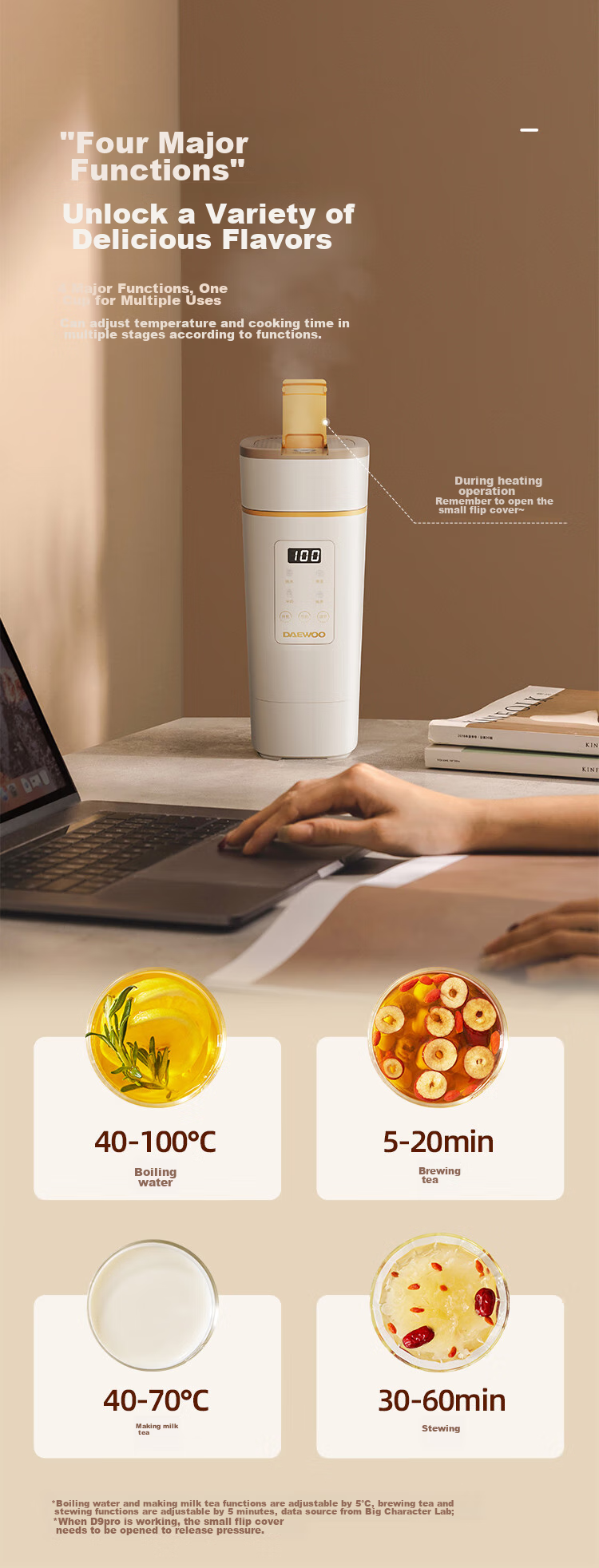 DAEWOO [National Day Outing] Portable Electric Kettle Travel Thermos Insulated Constant Temperature Baby Tea Electric Stew Cup 450ml D9PRO 13
