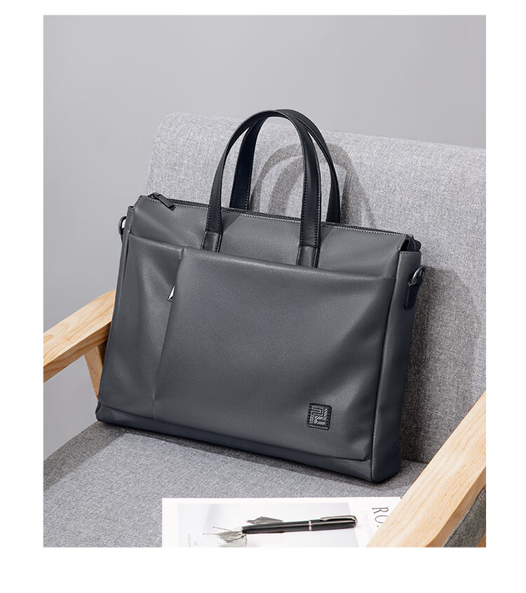 POLO Leather Briefcase, Men's Business Handbag, 16-Inch Laptop Bag, Horizontal Style, Single-Shoulder Document Bag, Birthday Gift 20